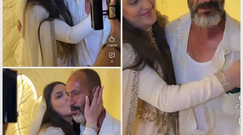 أب يبكي ليلة زفاف ابنته بعدما شعر بفراقها وابنته تحتضنه